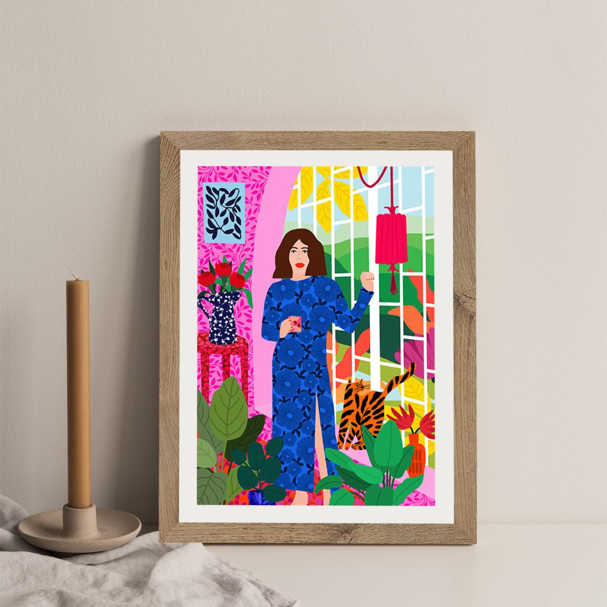 Getting My Early Morning Tea Art Print Oak Frame – image 4