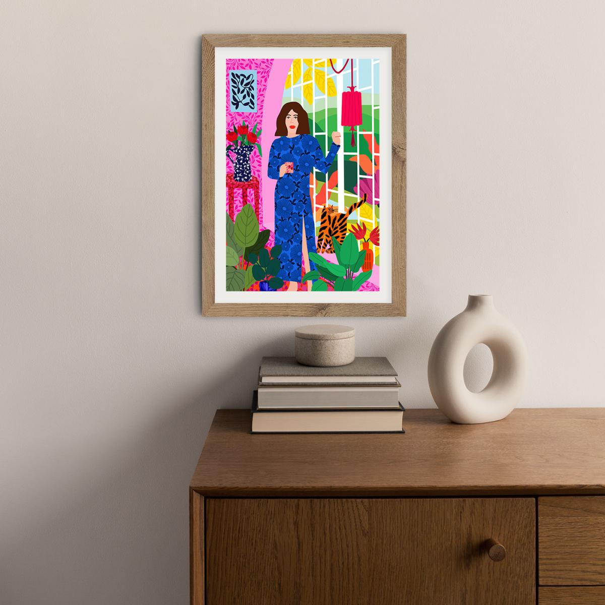 Getting My Early Morning Tea Art Print Oak Frame – image 5