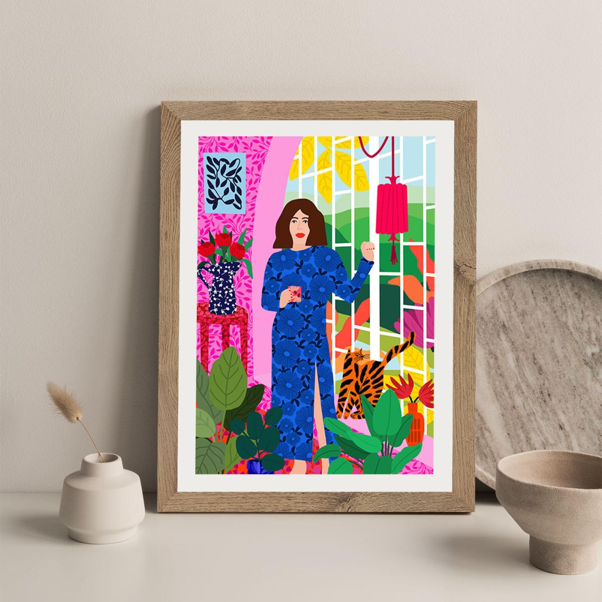 Getting My Early Morning Tea Art Print Oak Frame – image 7