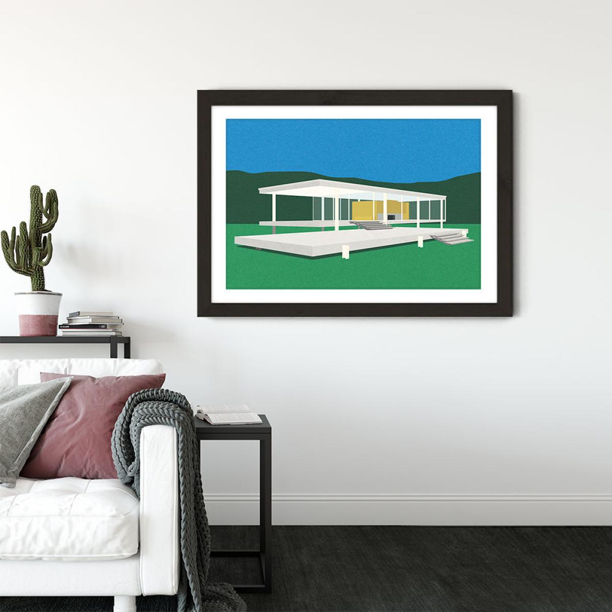 Ludwig Mies van der Rohe Farnsworth House Art Print Black Frame – image 2