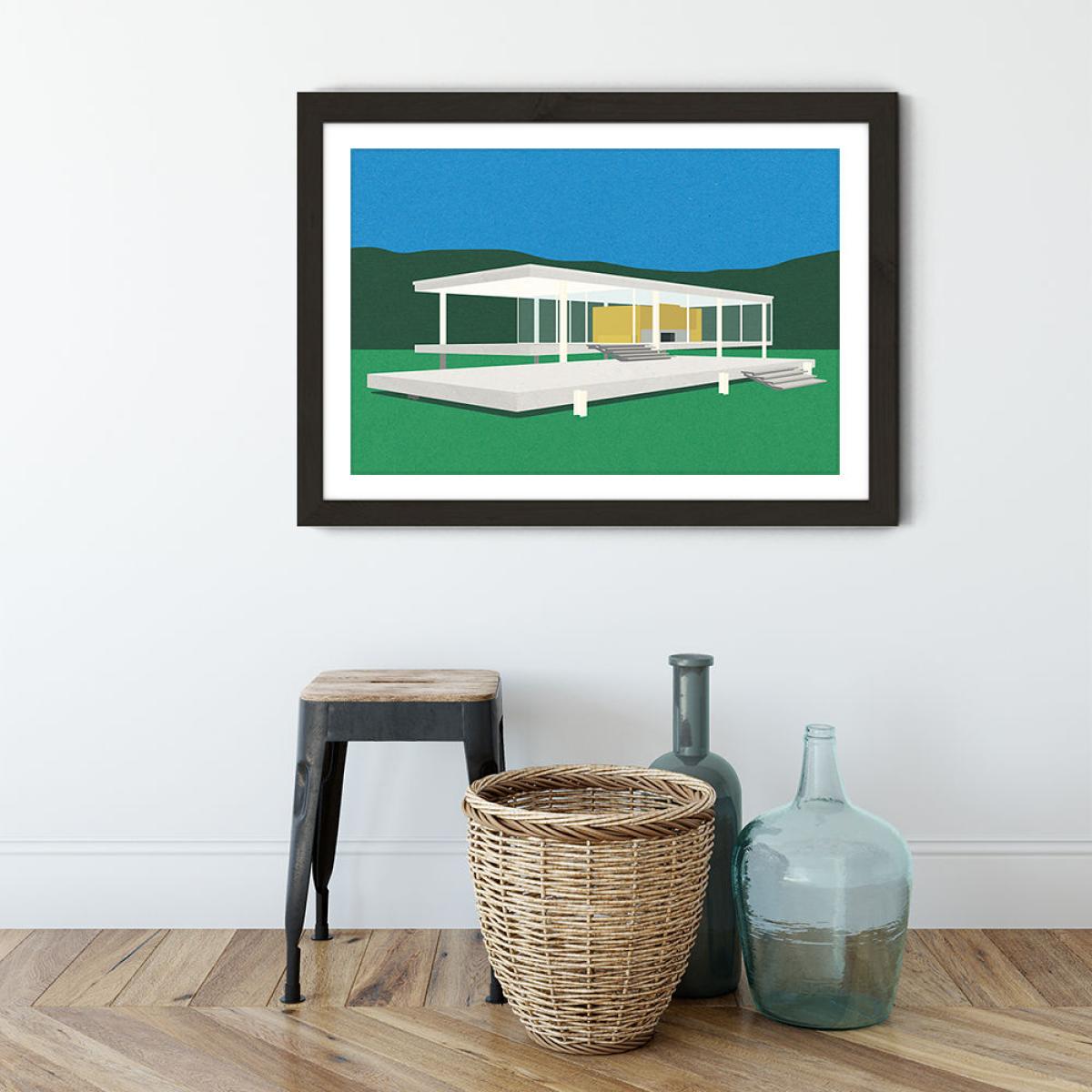 Ludwig Mies van der Rohe Farnsworth House Art Print Black Frame – image 3