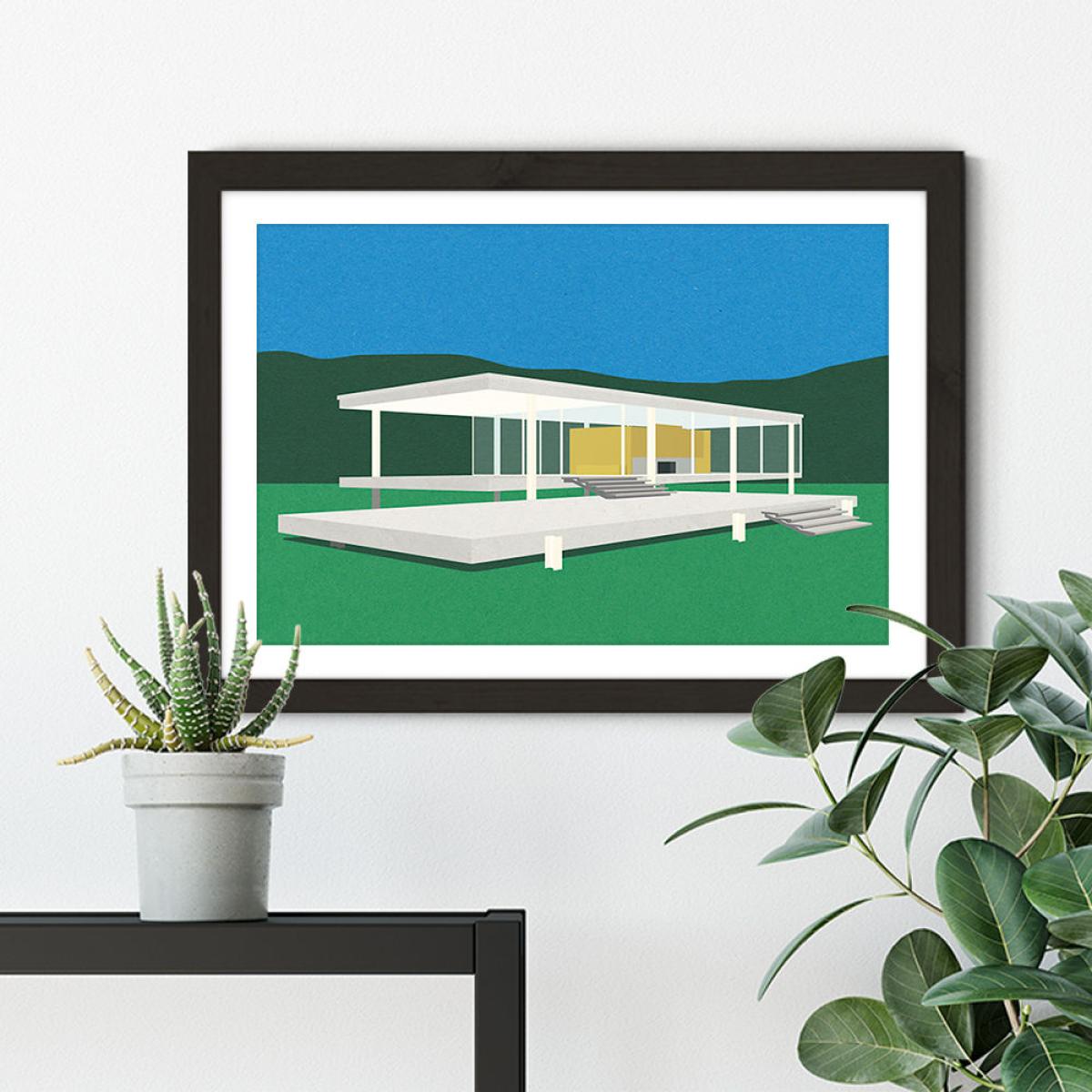 Ludwig Mies van der Rohe Farnsworth House Art Print Black Frame – image 5