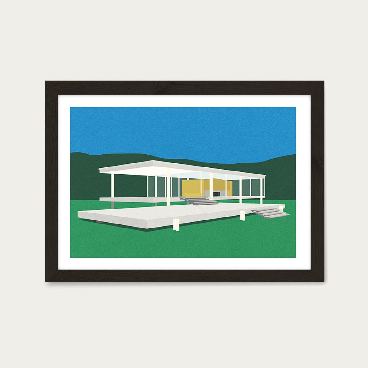 Ludwig Mies van der Rohe Farnsworth House Art Print Black Frame – image 1