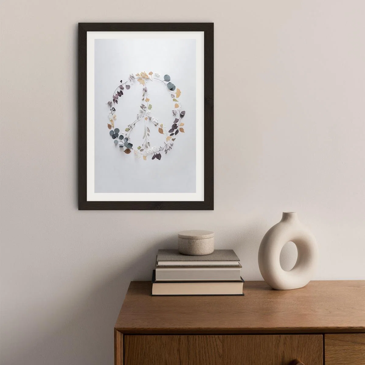 Love Flowers And Branches Peace Art Print Black Frame – image 2
