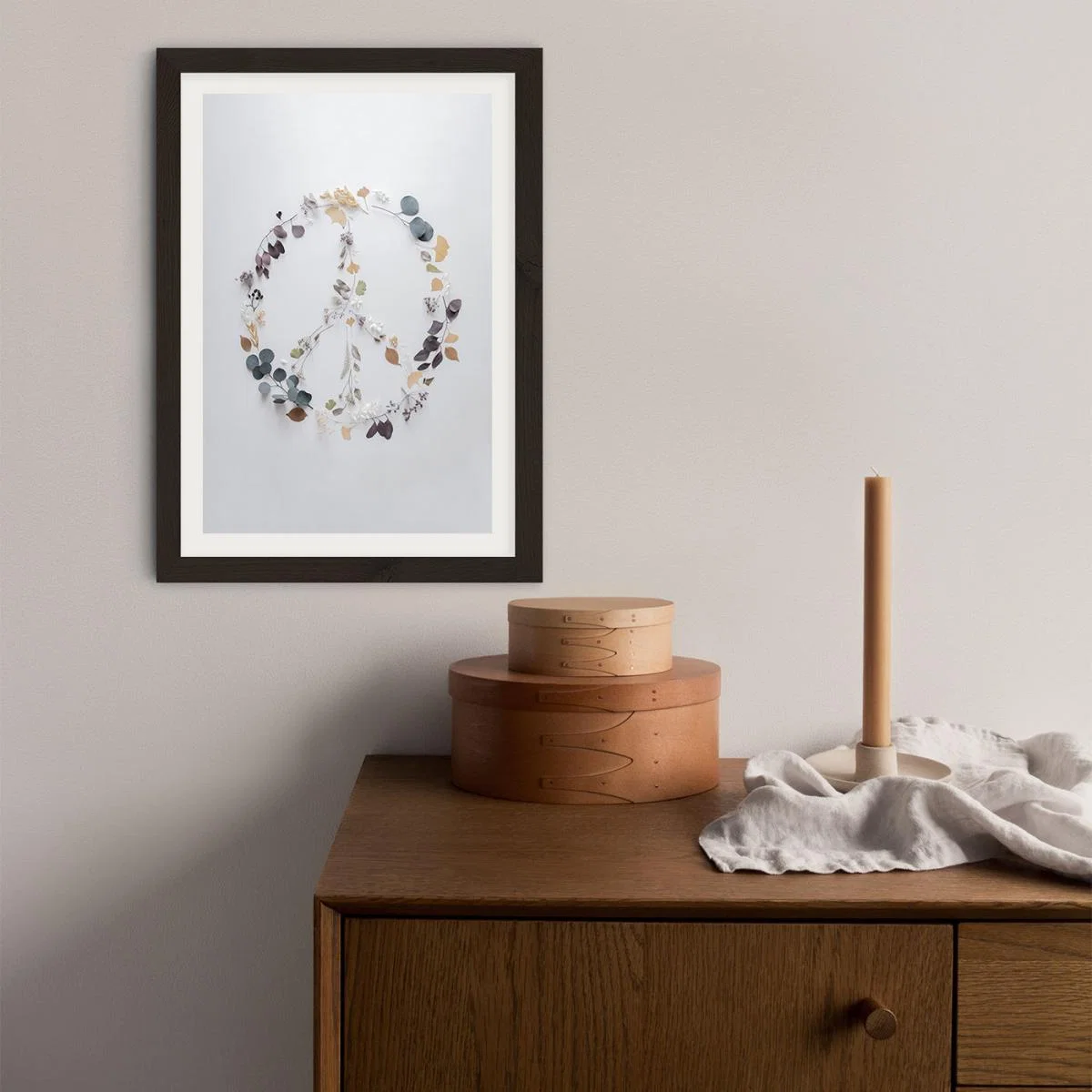 Love Flowers And Branches Peace Art Print Black Frame – image 3