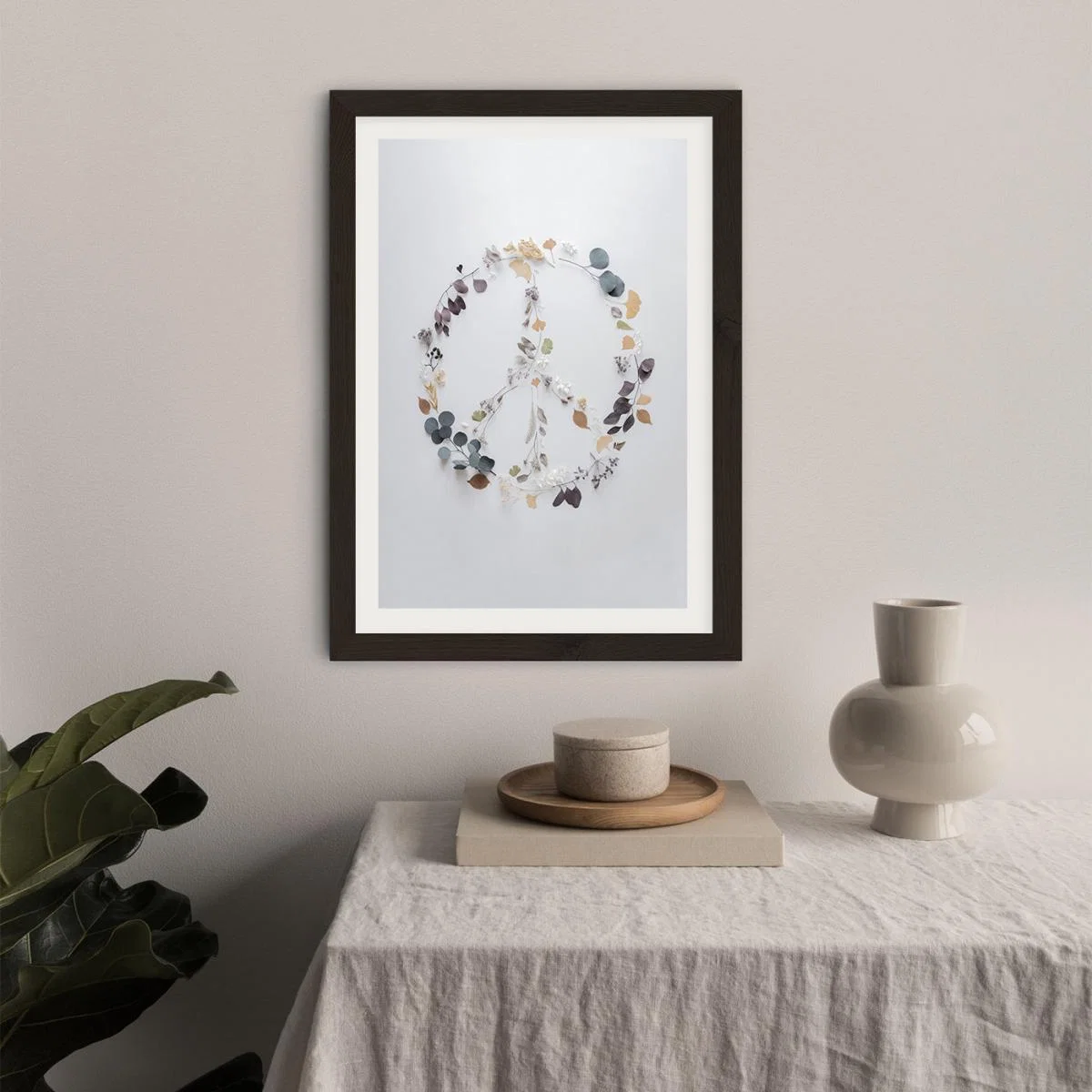 Love Flowers And Branches Peace Art Print Black Frame – image 5