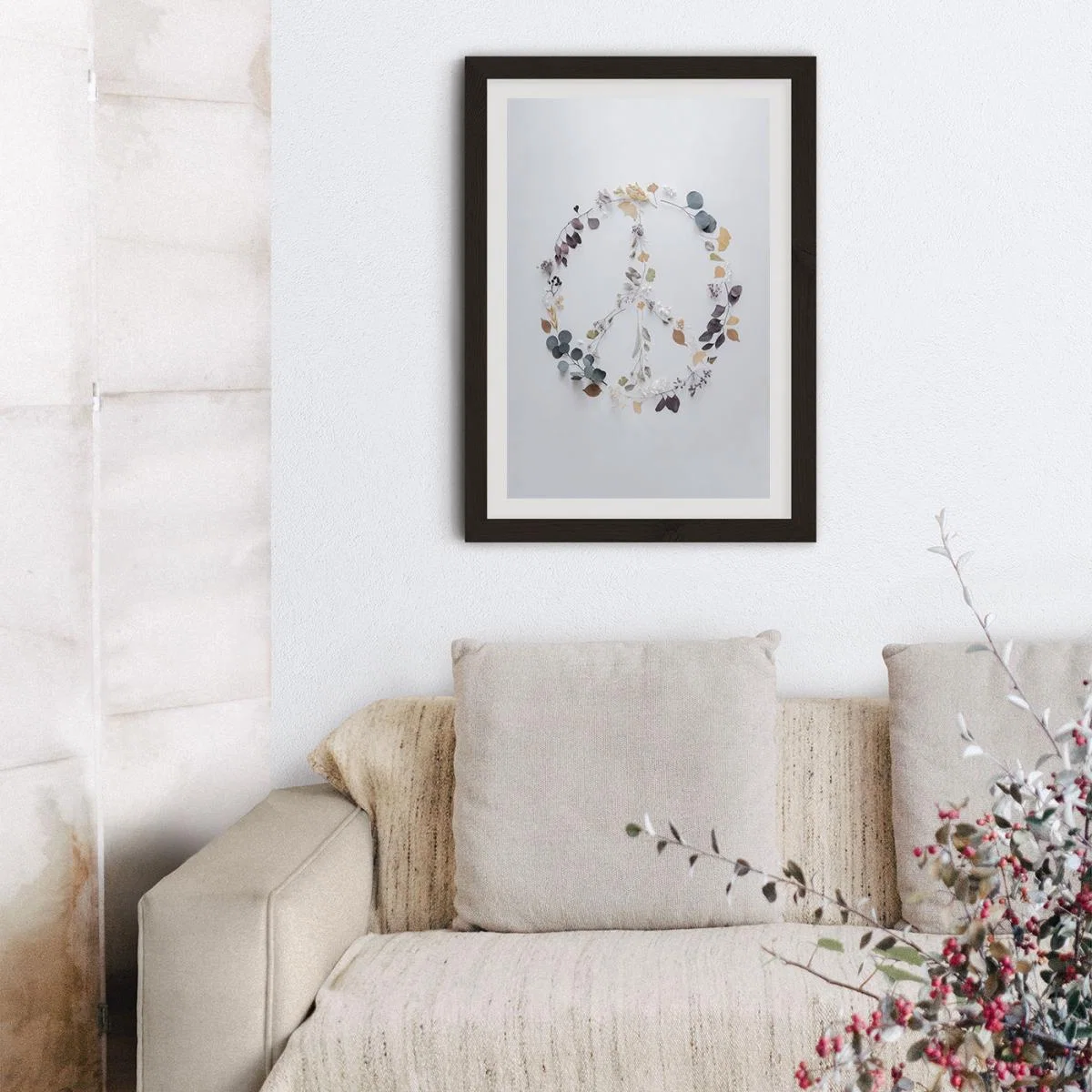 Love Flowers And Branches Peace Art Print Black Frame – image 7