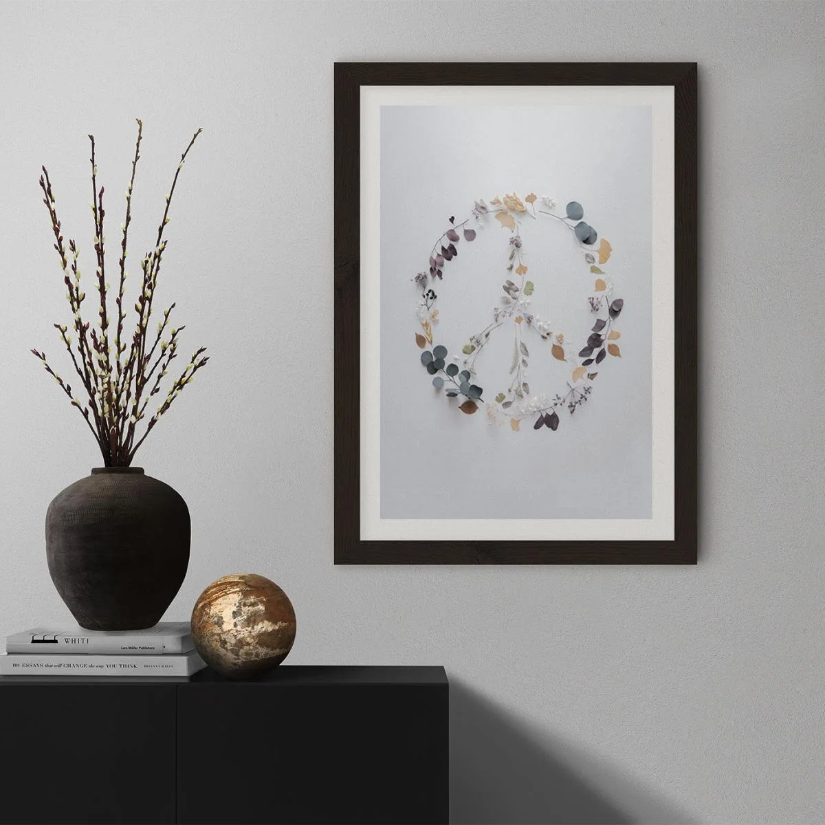 Love Flowers And Branches Peace Art Print Black Frame – image 9