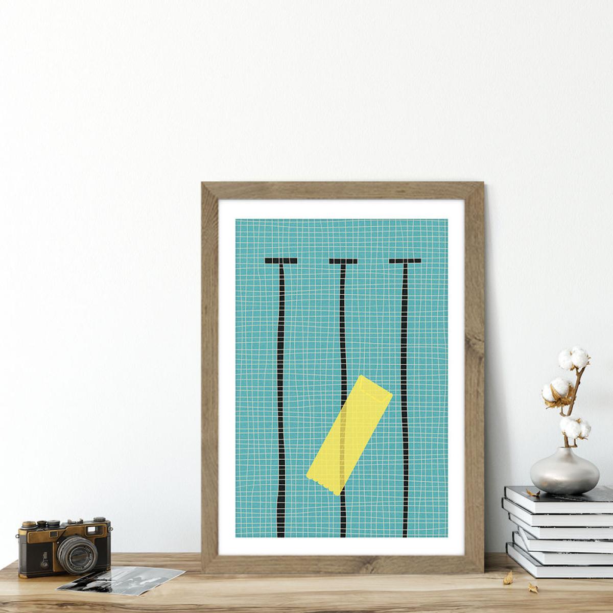 Floating in the Pool Art Print Oak Frame – image 5