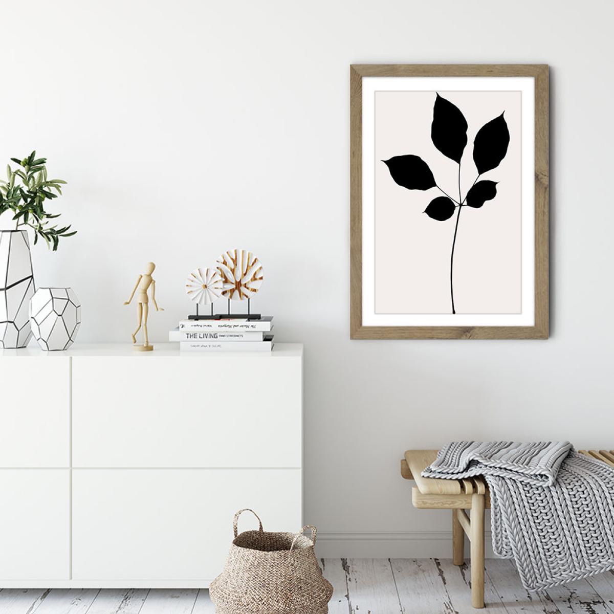 Maroon Leaf Art Print Oak Frame – image 3