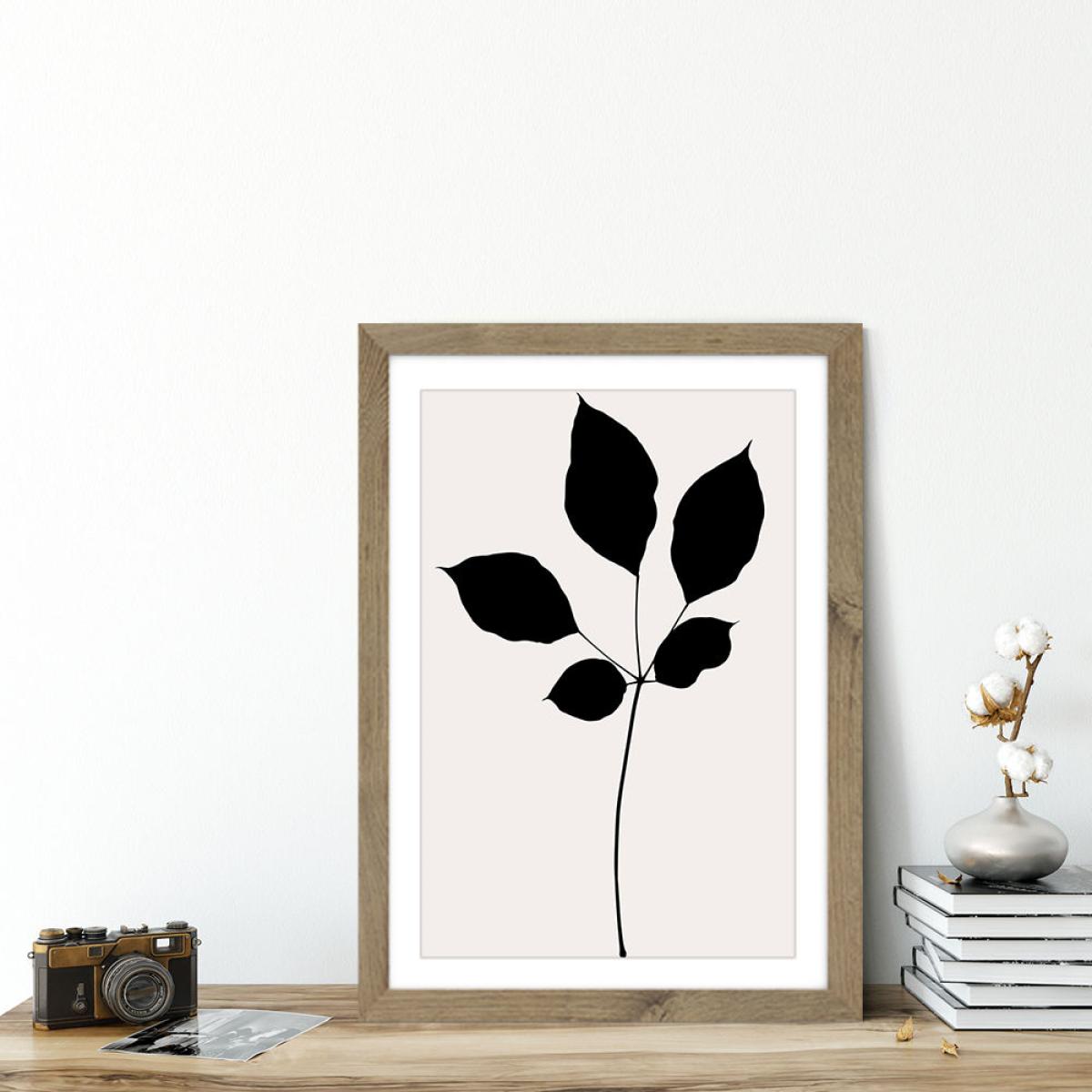 Maroon Leaf Art Print Oak Frame – image 5