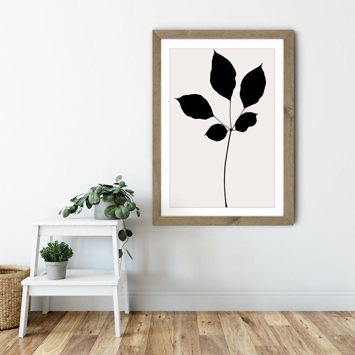 Maroon Leaf Art Print Oak Frame – image 6
