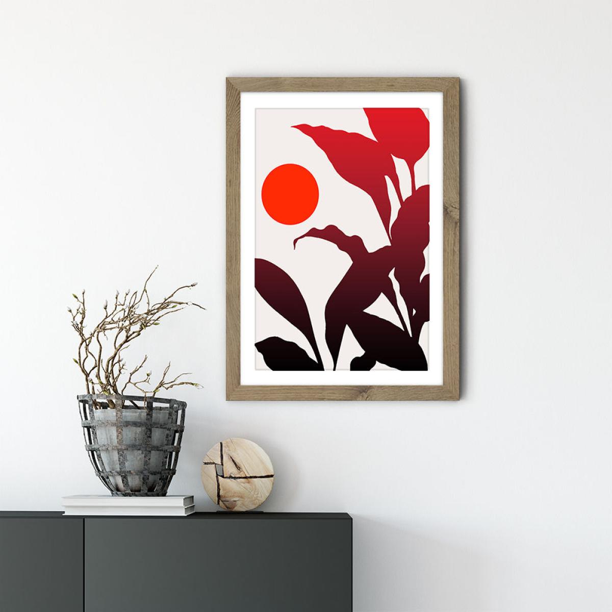 Tropical Sunset Art Print Oak Frame – image 2