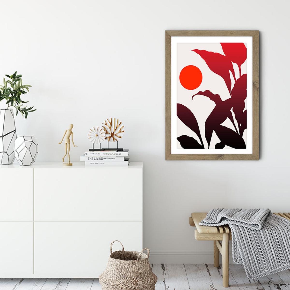 Tropical Sunset Art Print Oak Frame – image 3
