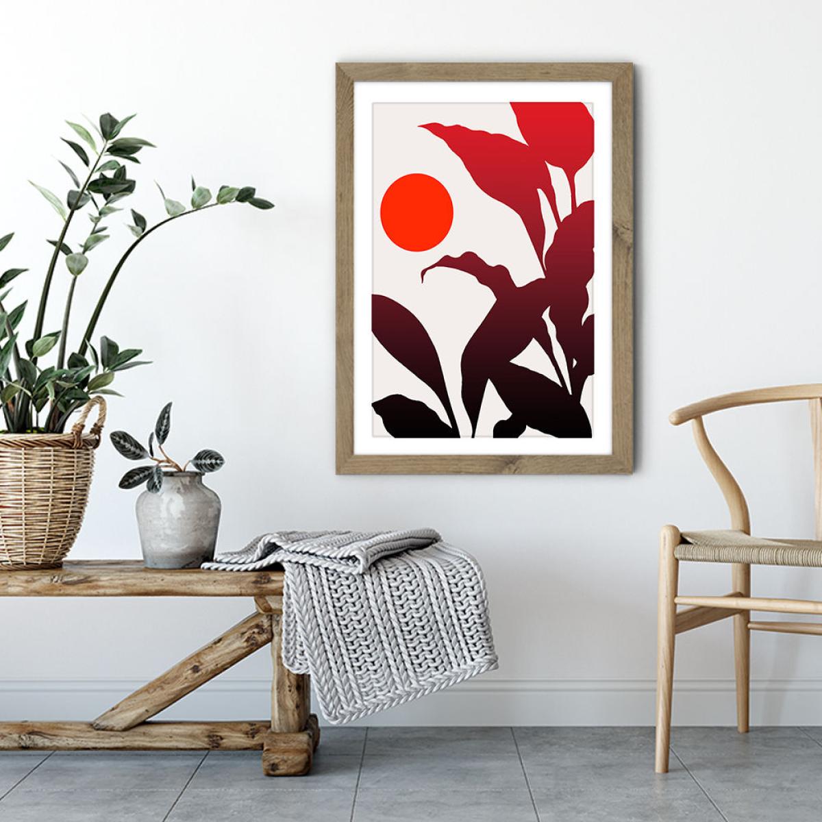 Tropical Sunset Art Print Oak Frame – image 5