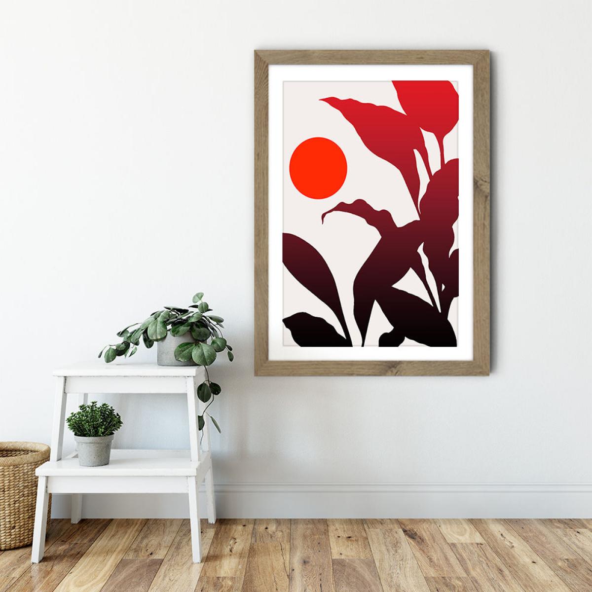 Tropical Sunset Art Print Oak Frame – image 6