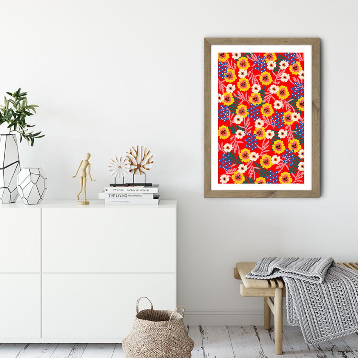 Many Flowers Art Print Oak Frame – image 2