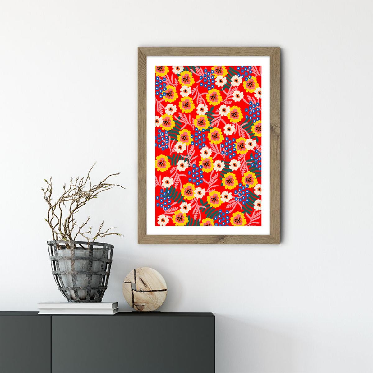 Many Flowers Art Print Oak Frame – image 3