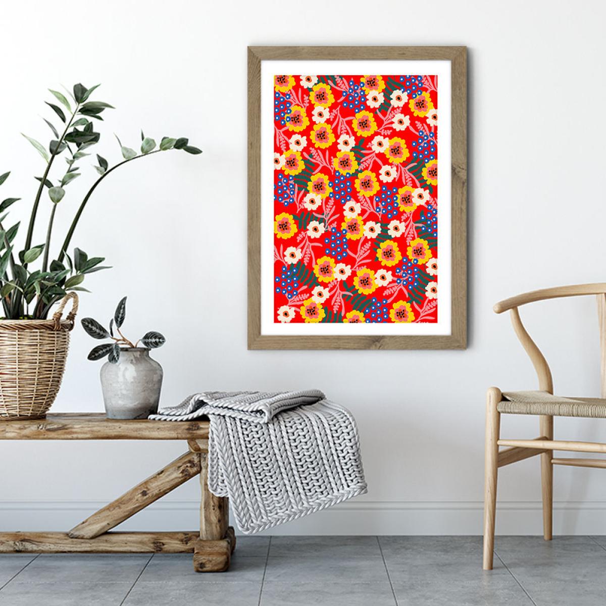 Many Flowers Art Print Oak Frame – image 4