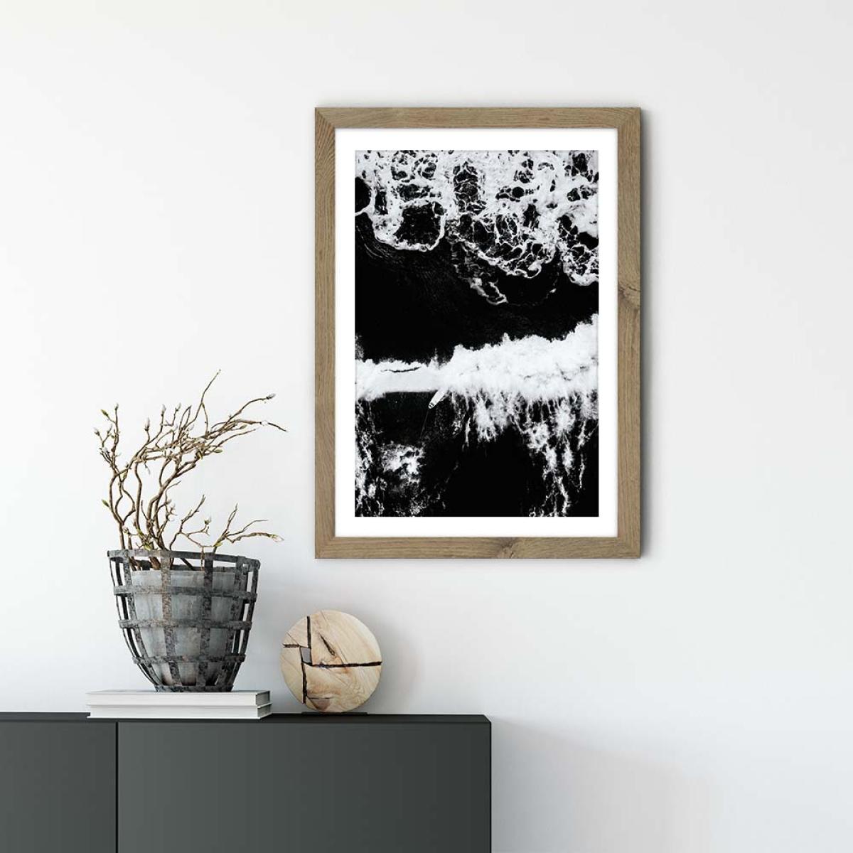 Beach Sea Pattern Art Print Oak Frame – image 2