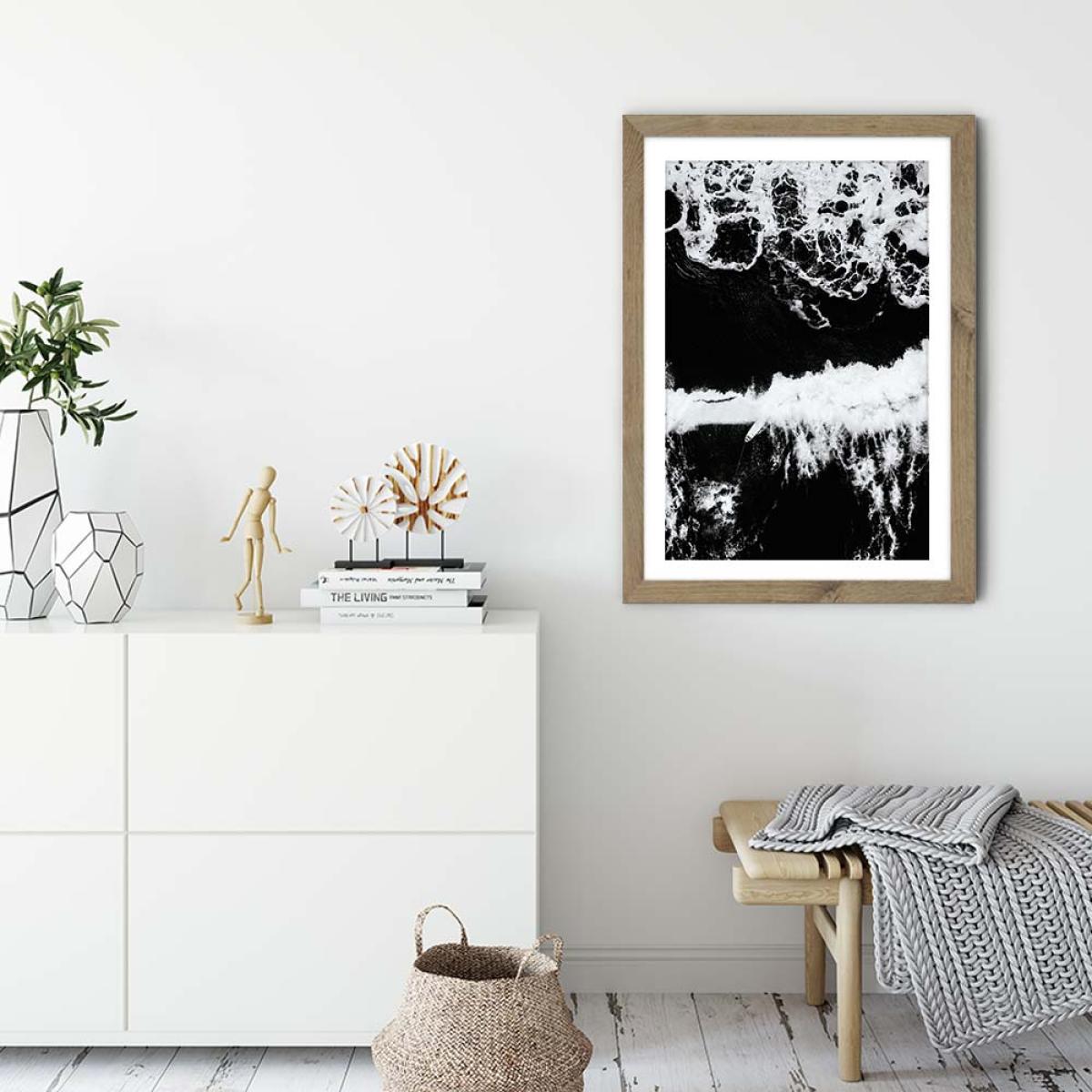 Beach Sea Pattern Art Print Oak Frame – image 3