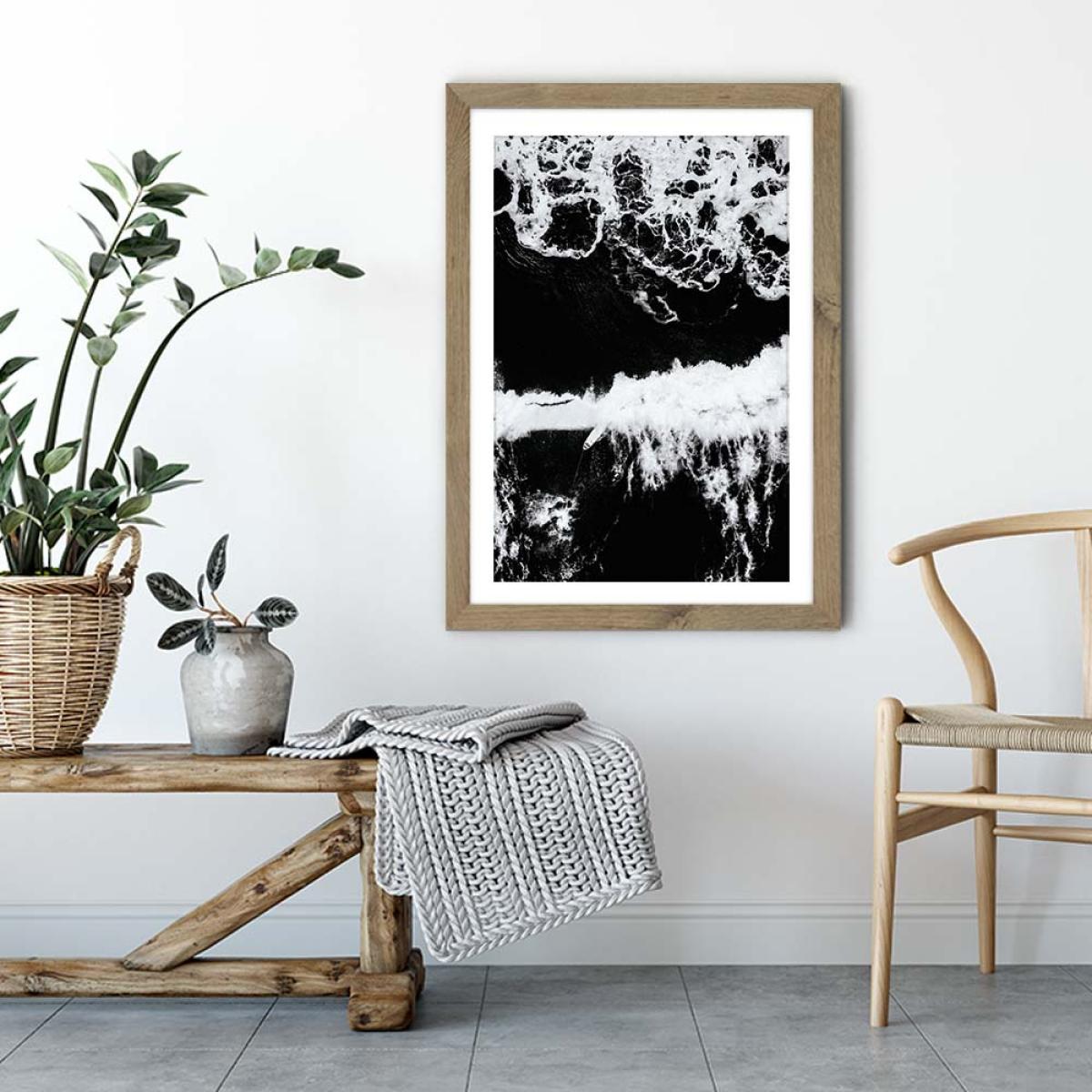 Beach Sea Pattern Art Print Oak Frame – image 4