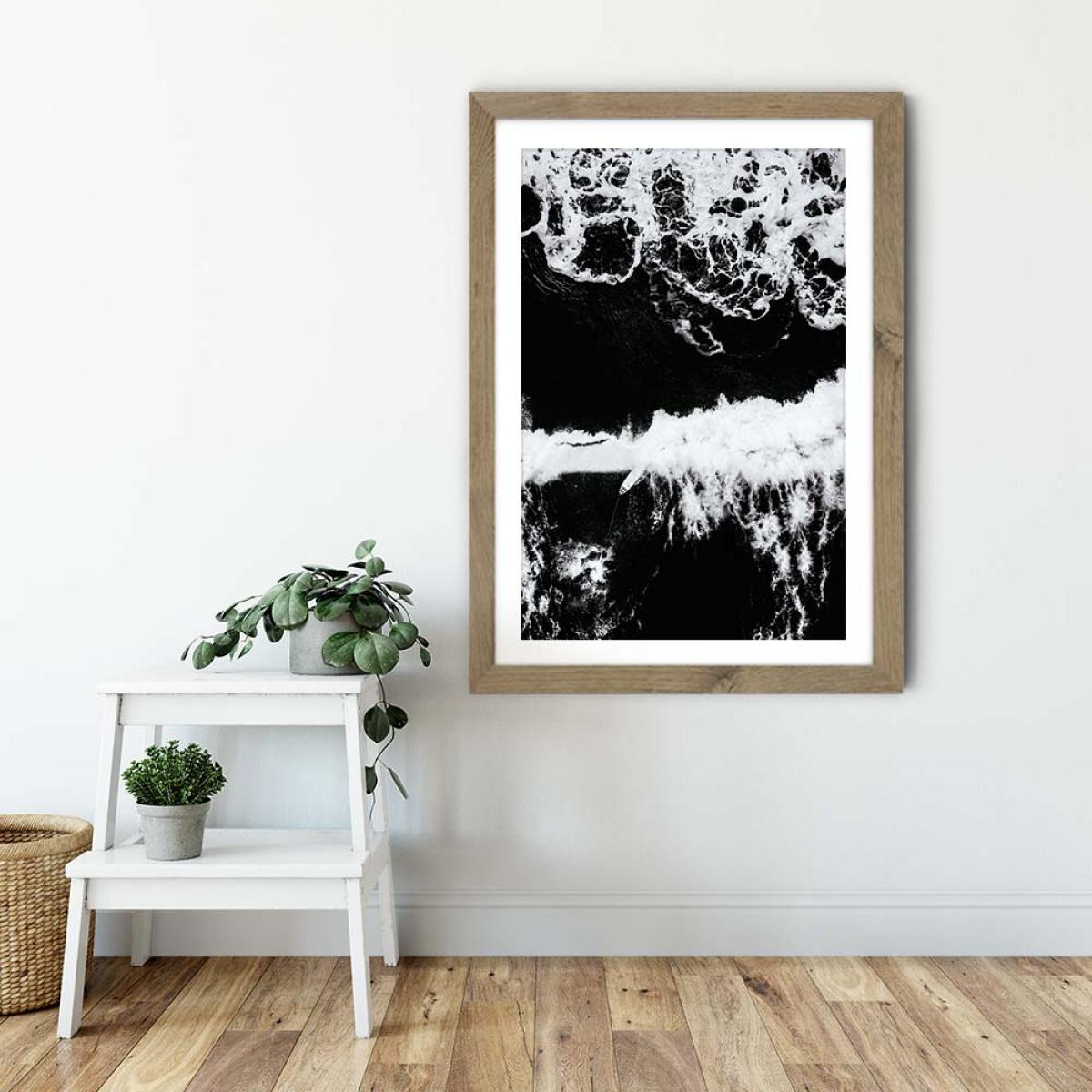 Beach Sea Pattern Art Print Oak Frame – image 6
