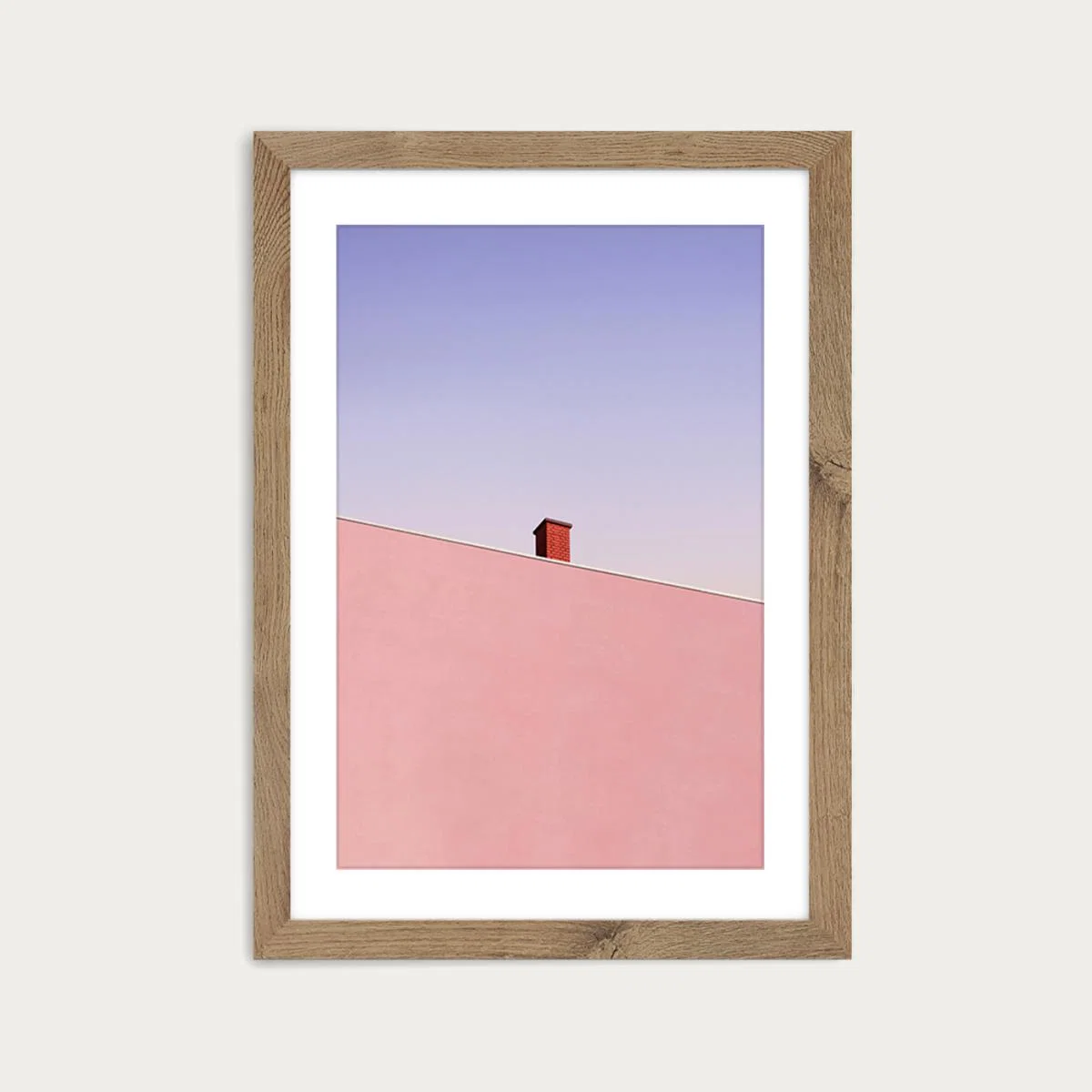 Sunset Chimney Art Print Oak Frame – image 1