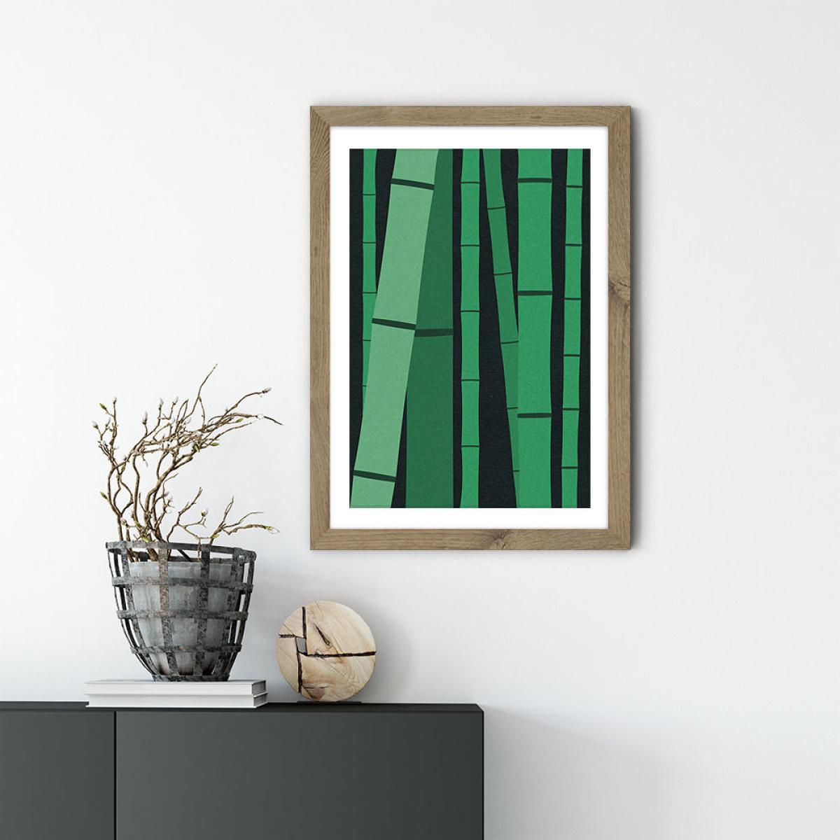 Bamboo Woods Art Print Oak Frame – image 2
