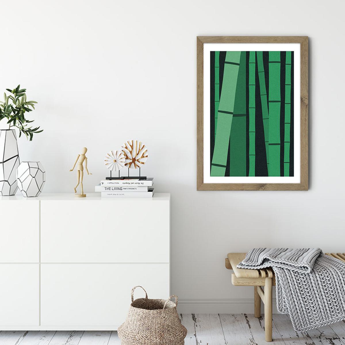 Bamboo Woods Art Print Oak Frame – image 3