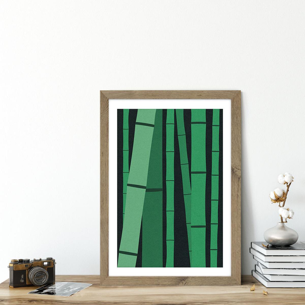 Bamboo Woods Art Print Oak Frame – image 5