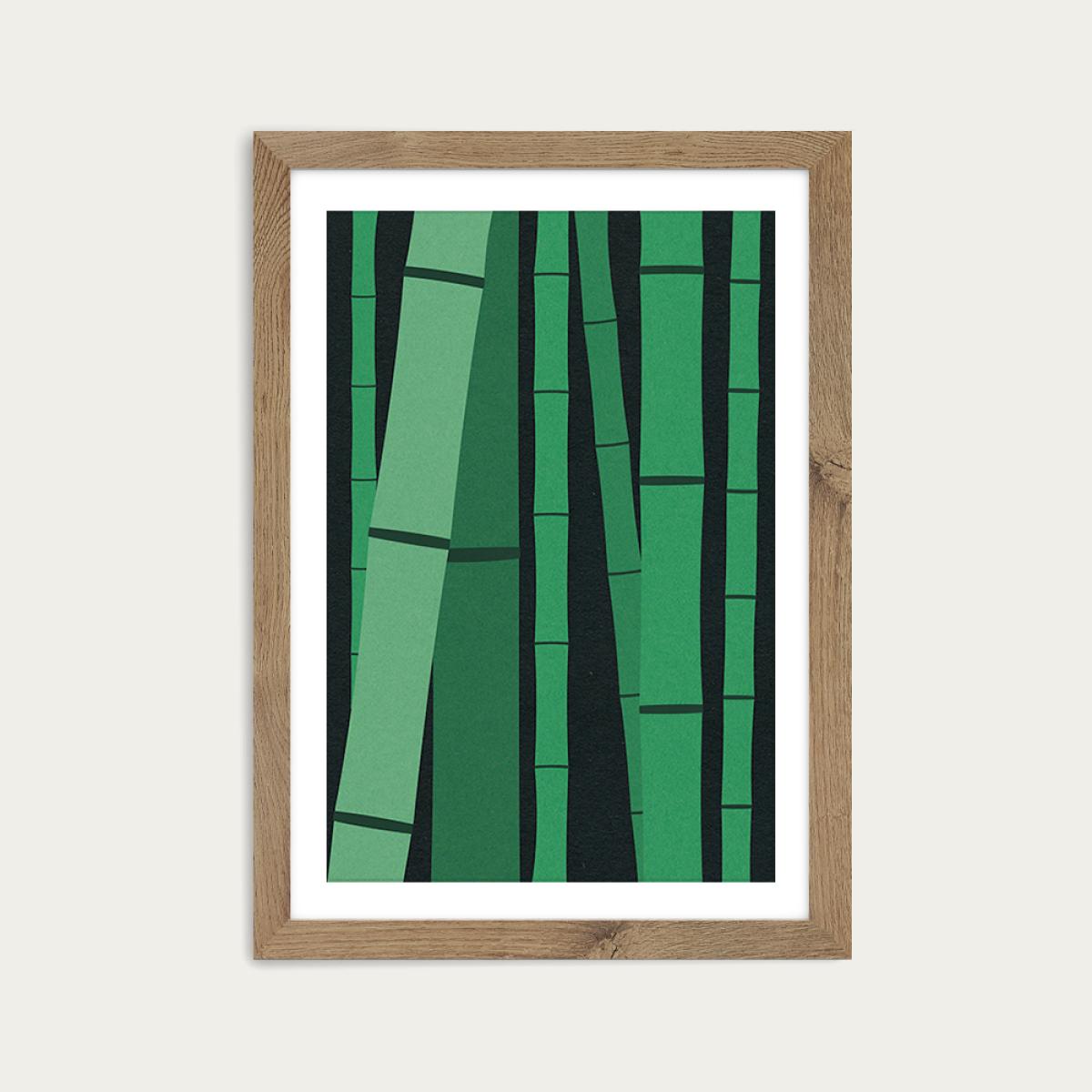 Bamboo Woods Art Print Oak Frame – image 1