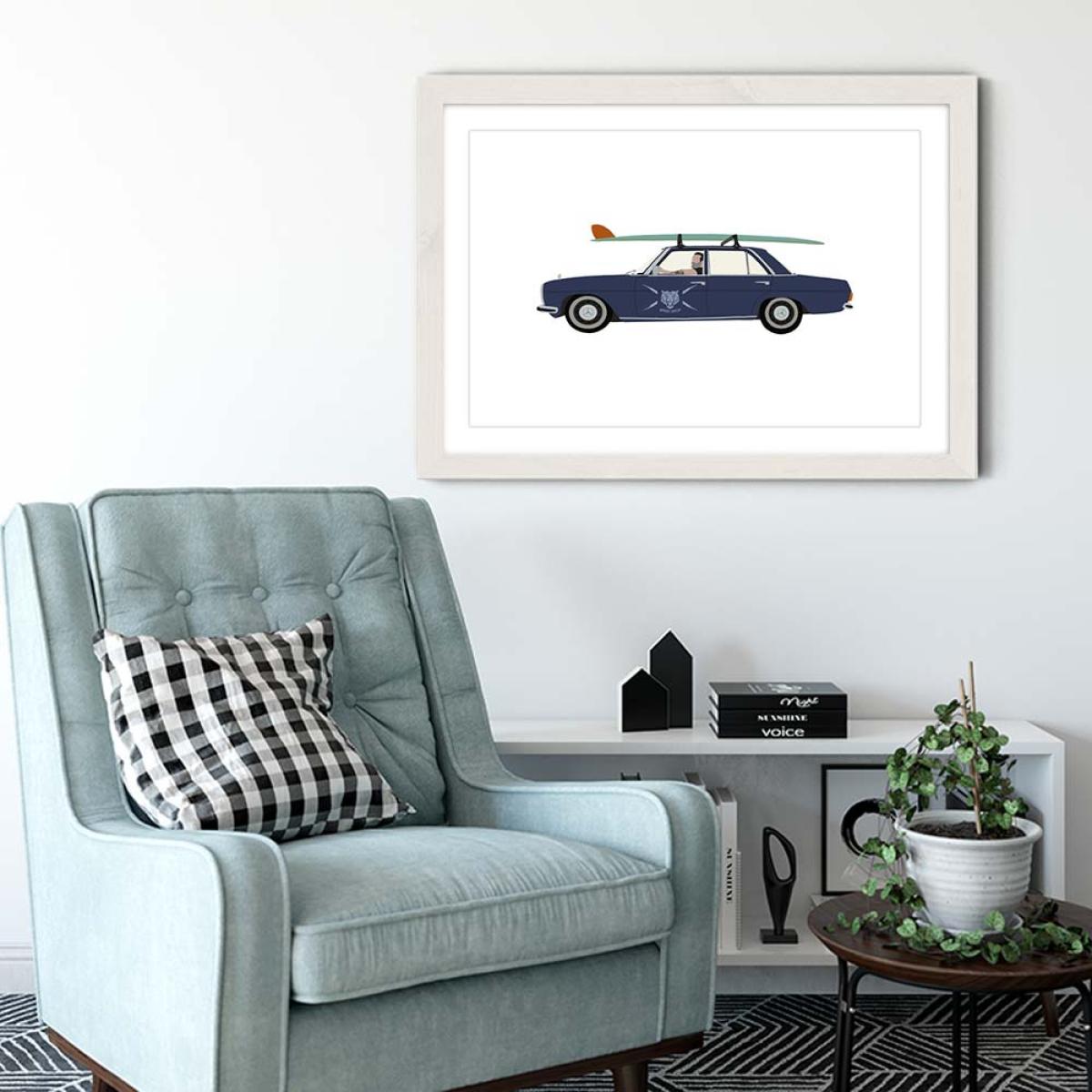 Wavegliders Art Print White Frame – image 4
