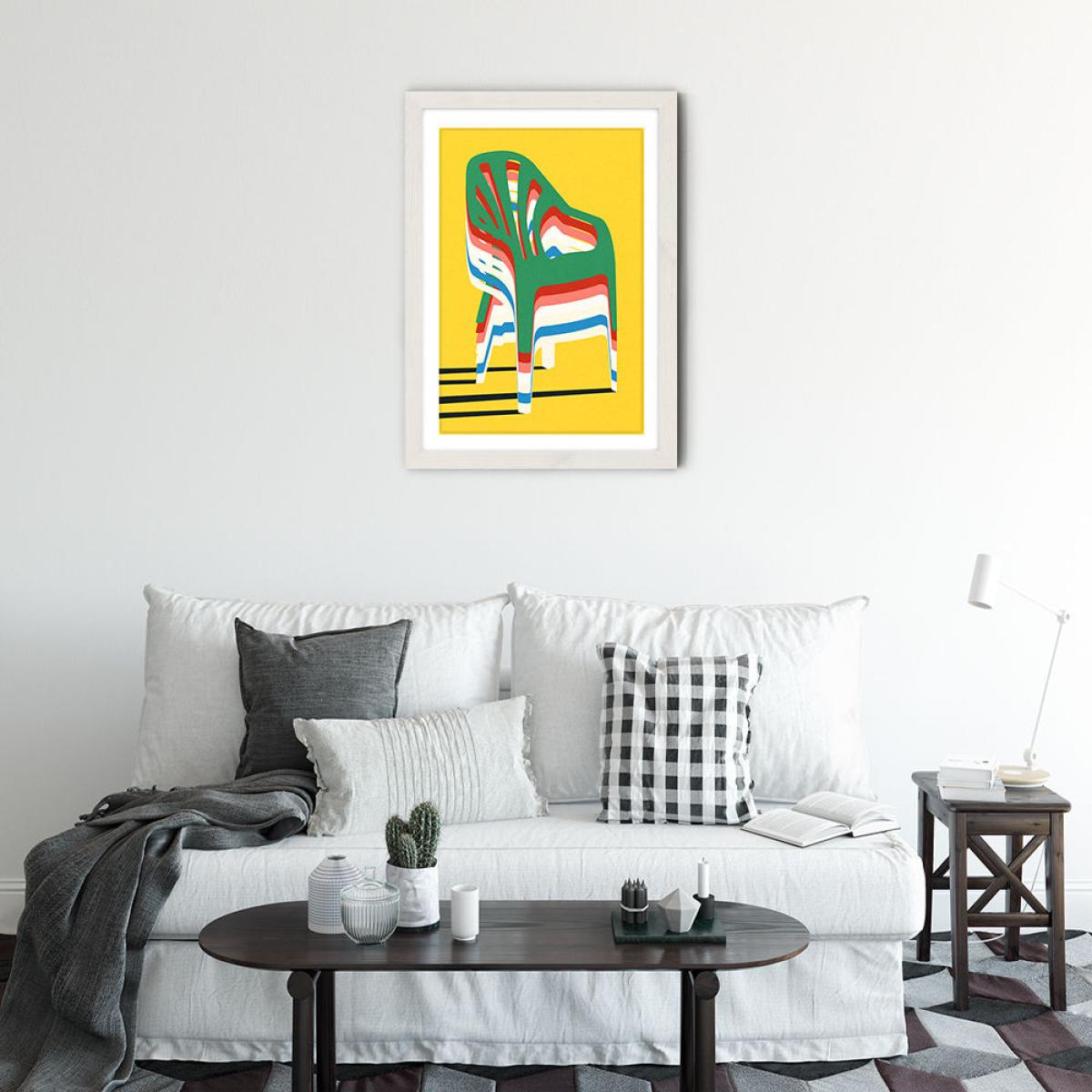 Stack of Chairs Art Print White Frame – image 2
