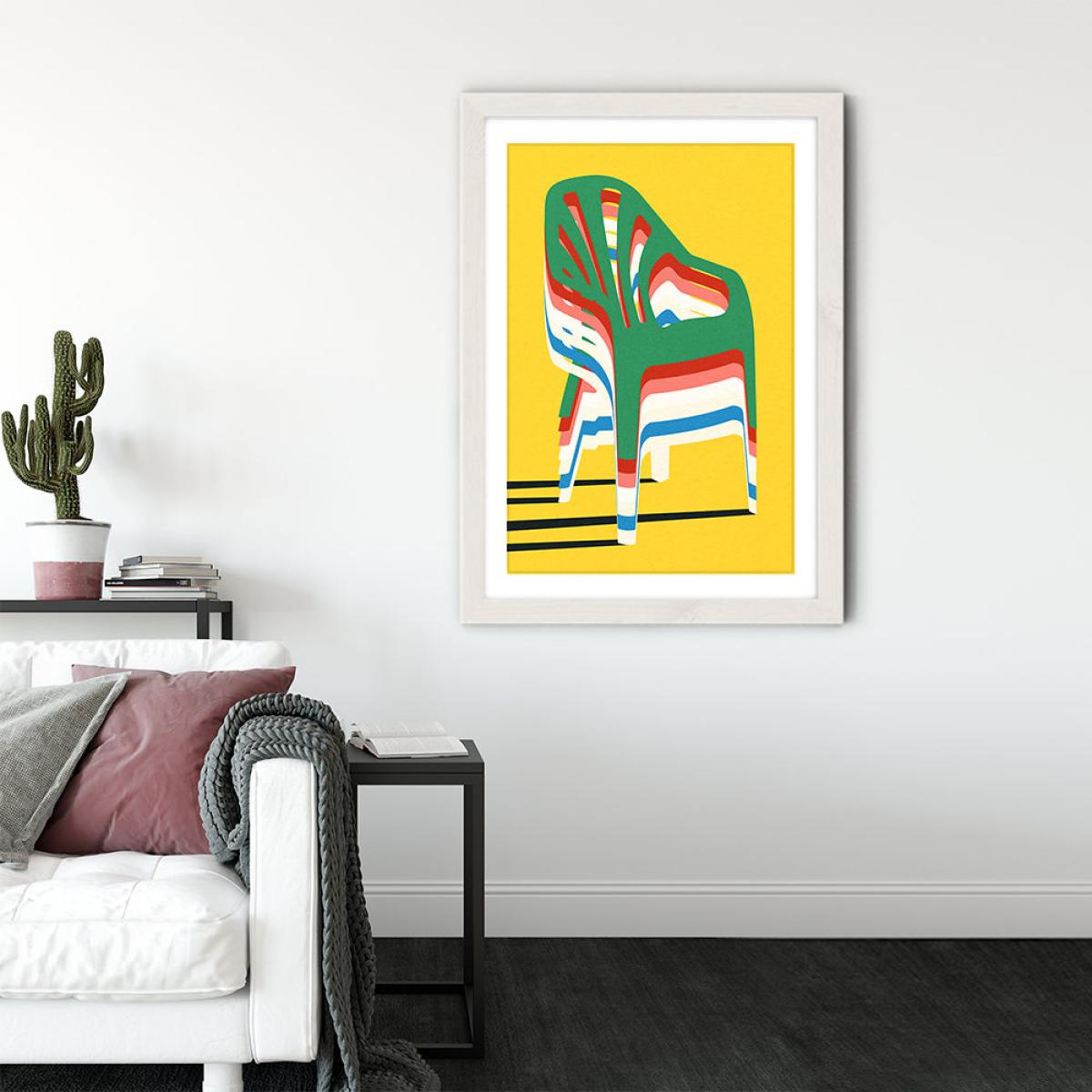 Stack of Chairs Art Print White Frame – image 3