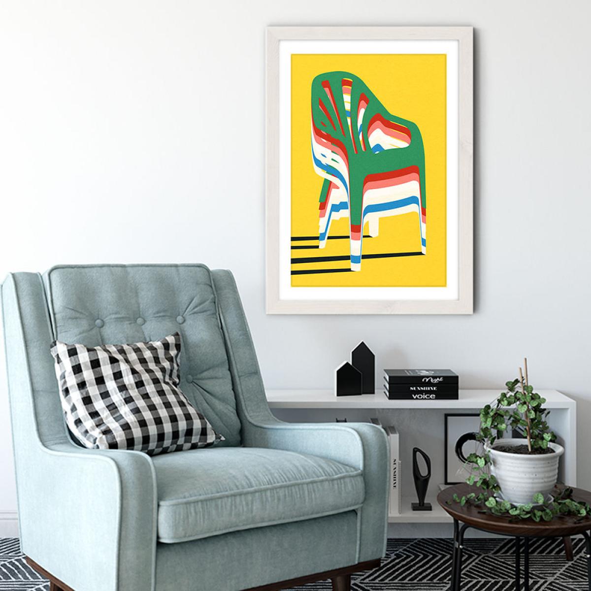 Stack of Chairs Art Print White Frame – image 4