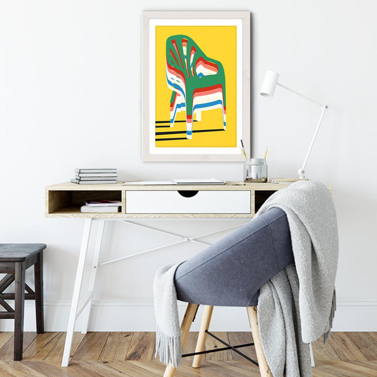 Stack of Chairs Art Print White Frame – image 5