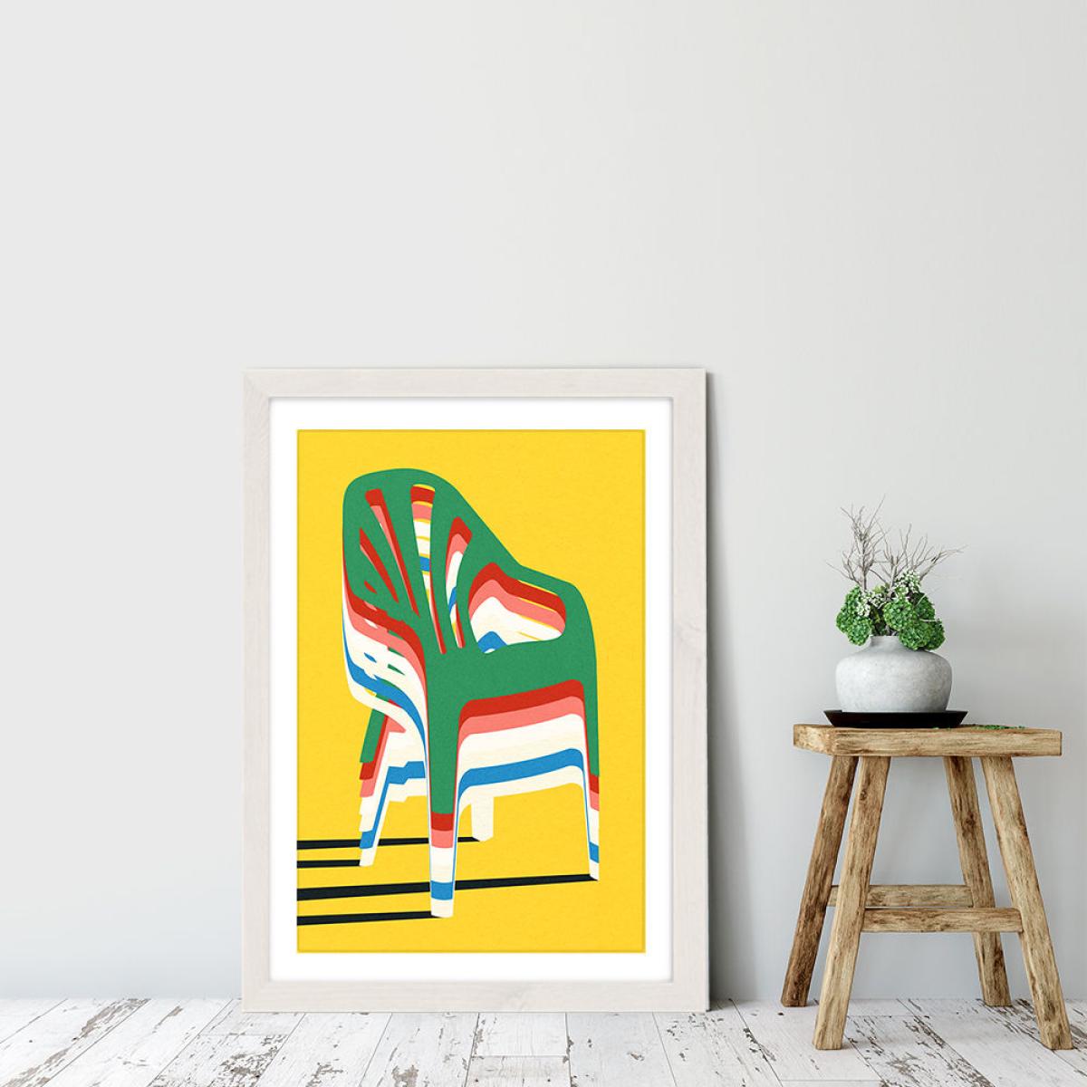 Stack of Chairs Art Print White Frame – image 6