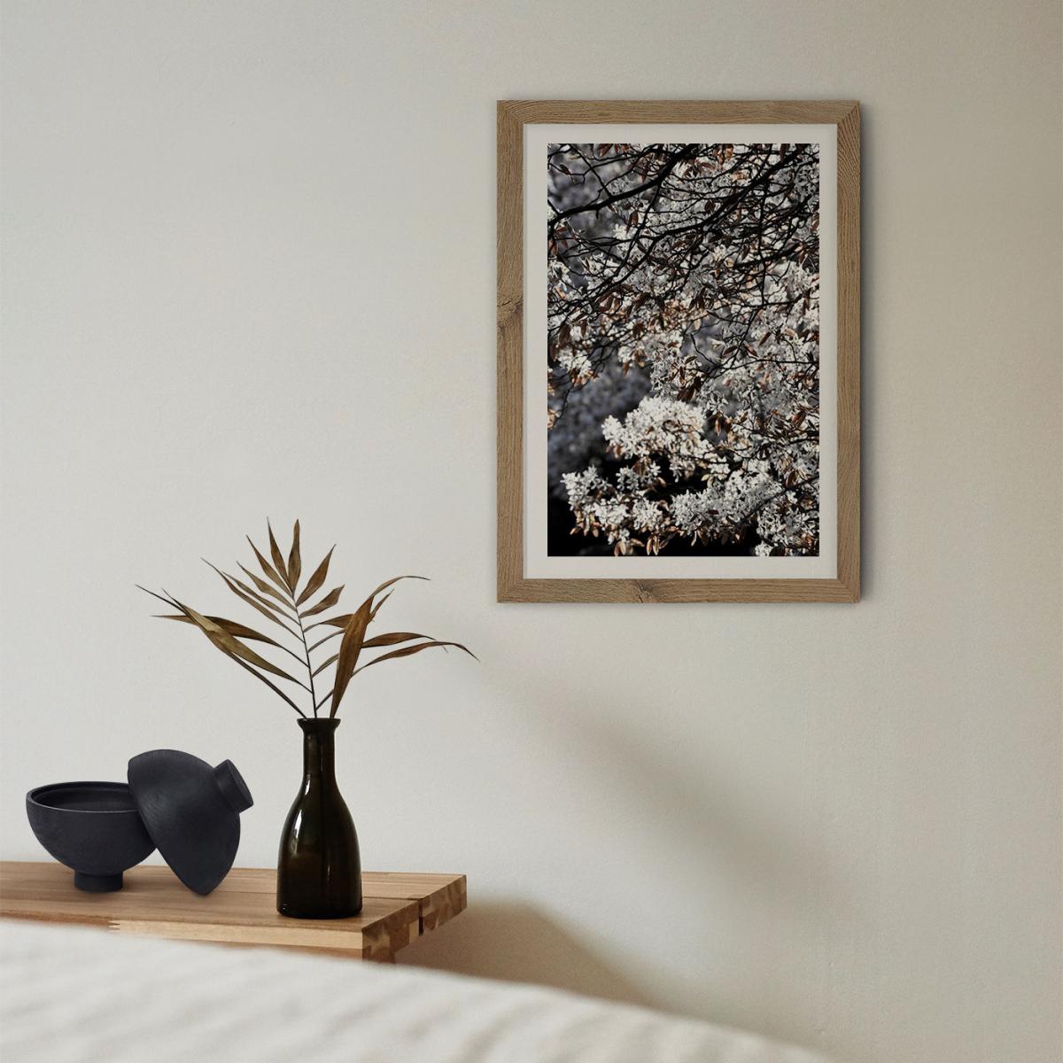 White Japan Spring Blossoms Art Print Oak Frame – image 11
