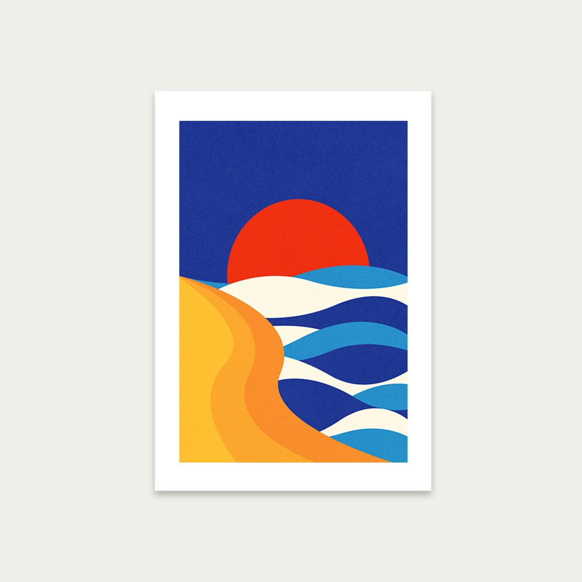 Sunset on The Beach Art Print Unframed