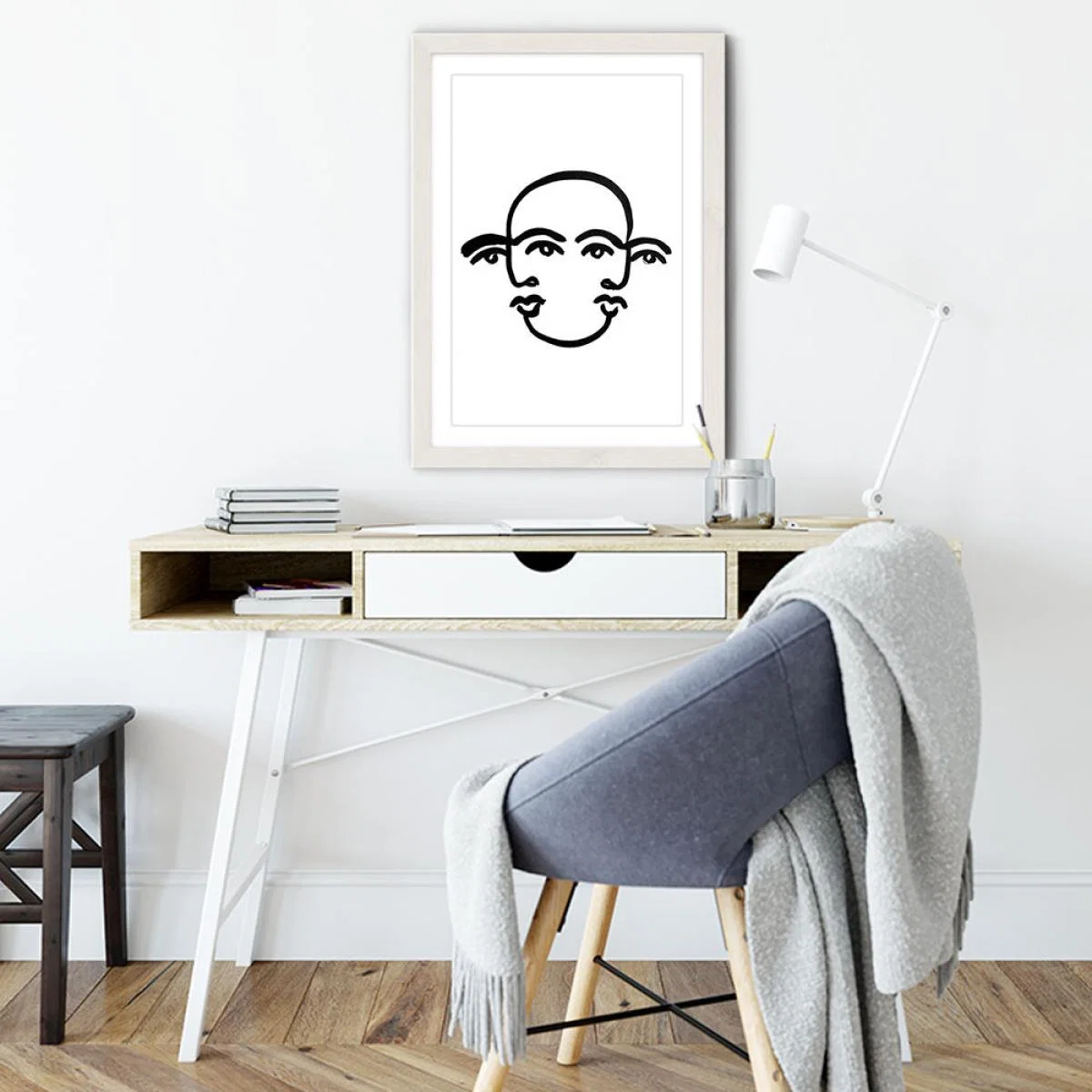 Merged Faces III Art Print White Frame – image 4