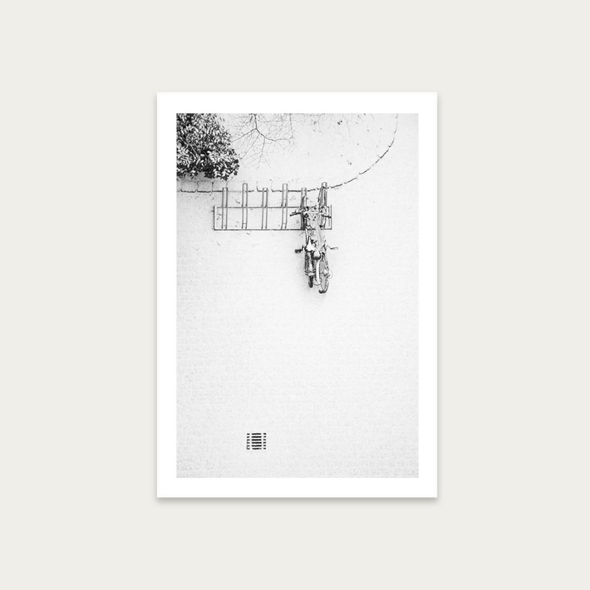 Winter White Bikes Art Print Unframed