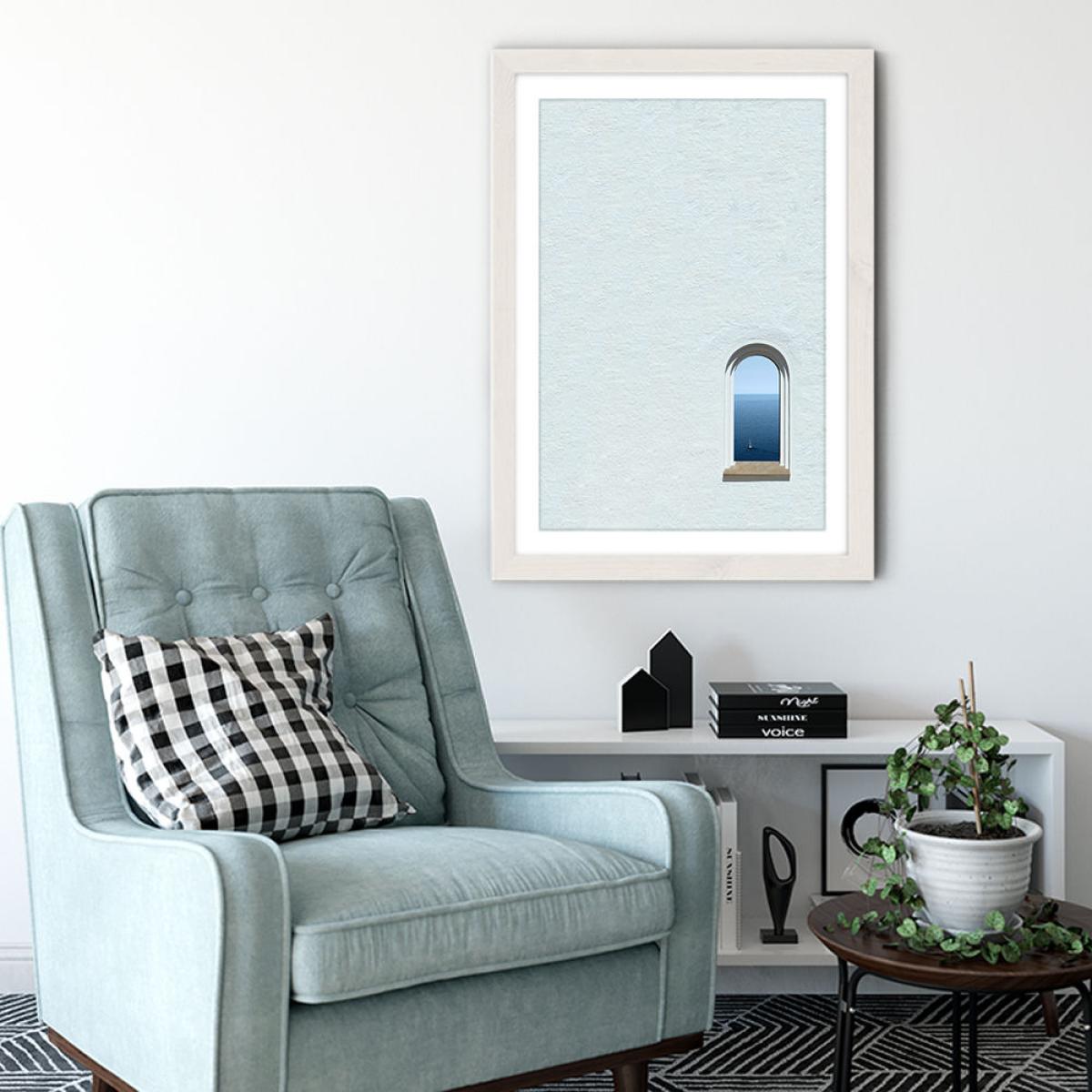 White Ocean View Art Print White Frame – image 4