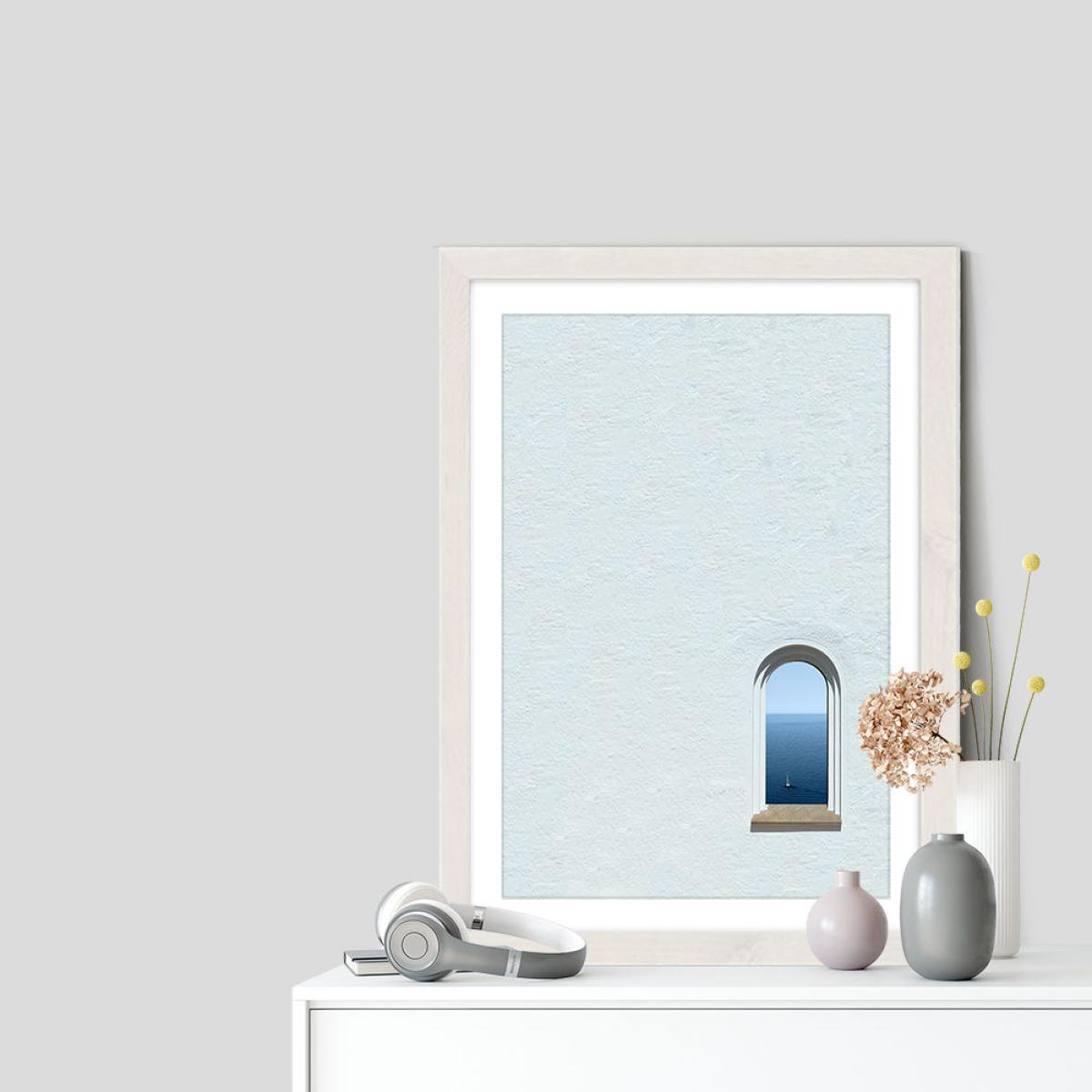 White Ocean View Art Print White Frame – image 7