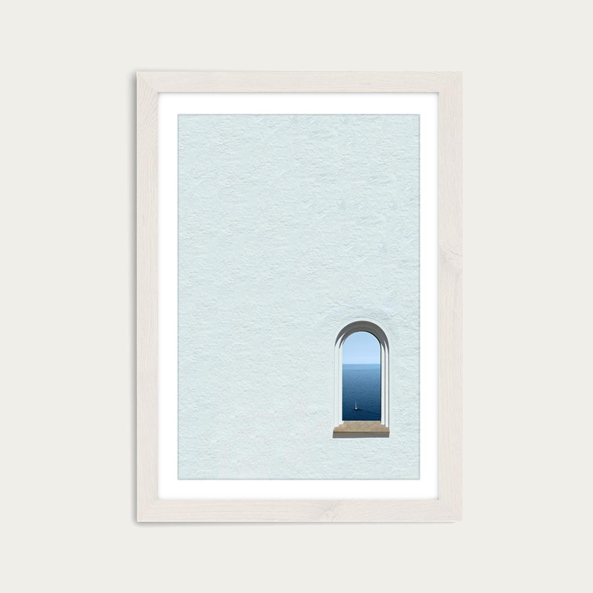White Ocean View Art Print White Frame – image 1