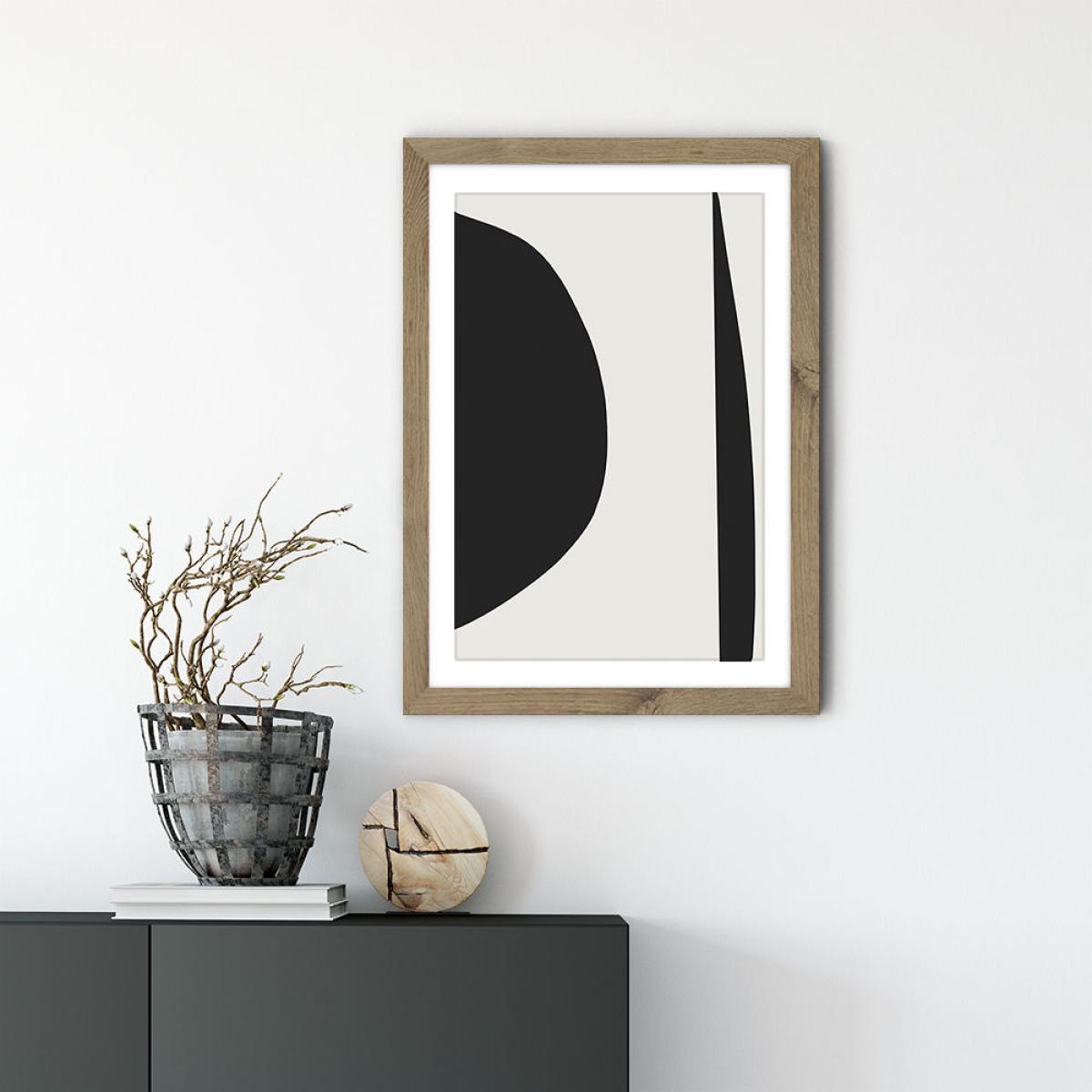 Minimal Black I Art Print Oak Frame – image 2