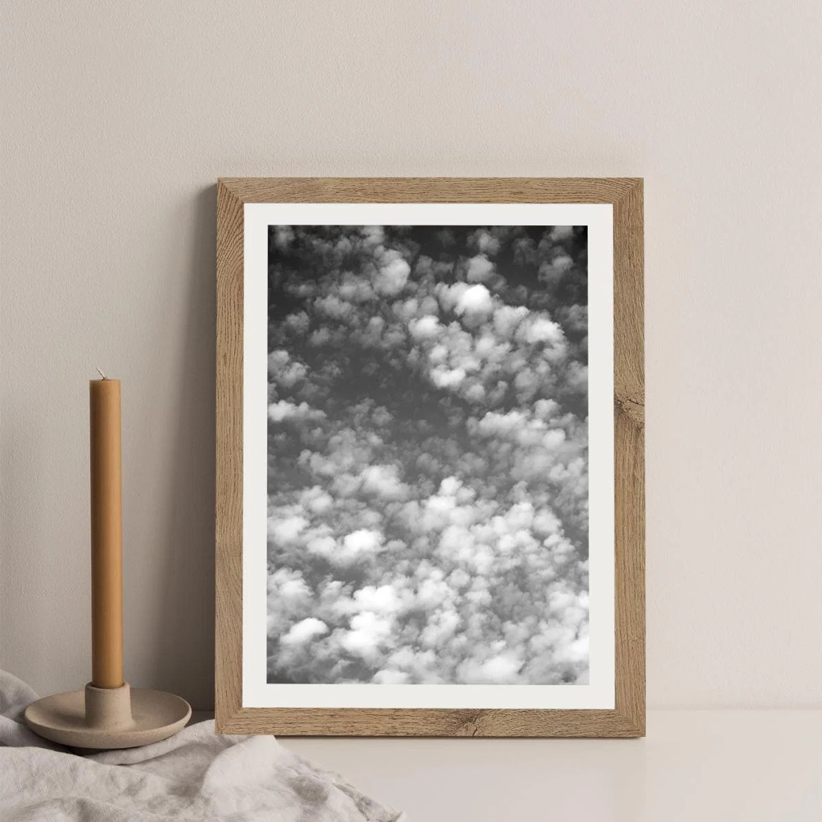 Sky Clouds and Counting Sheep Art Print Oak Frame – image 3
