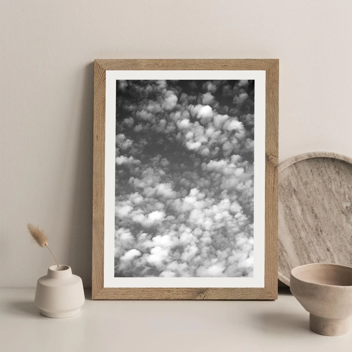 Sky Clouds and Counting Sheep Art Print Oak Frame – image 5