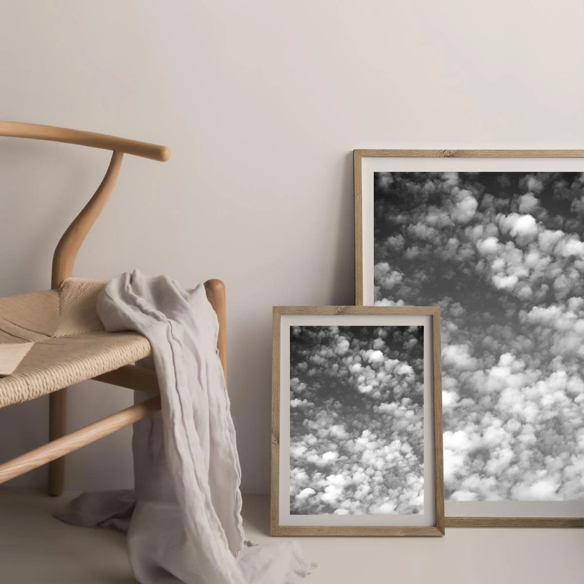 Sky Clouds and Counting Sheep Art Print Oak Frame – image 6