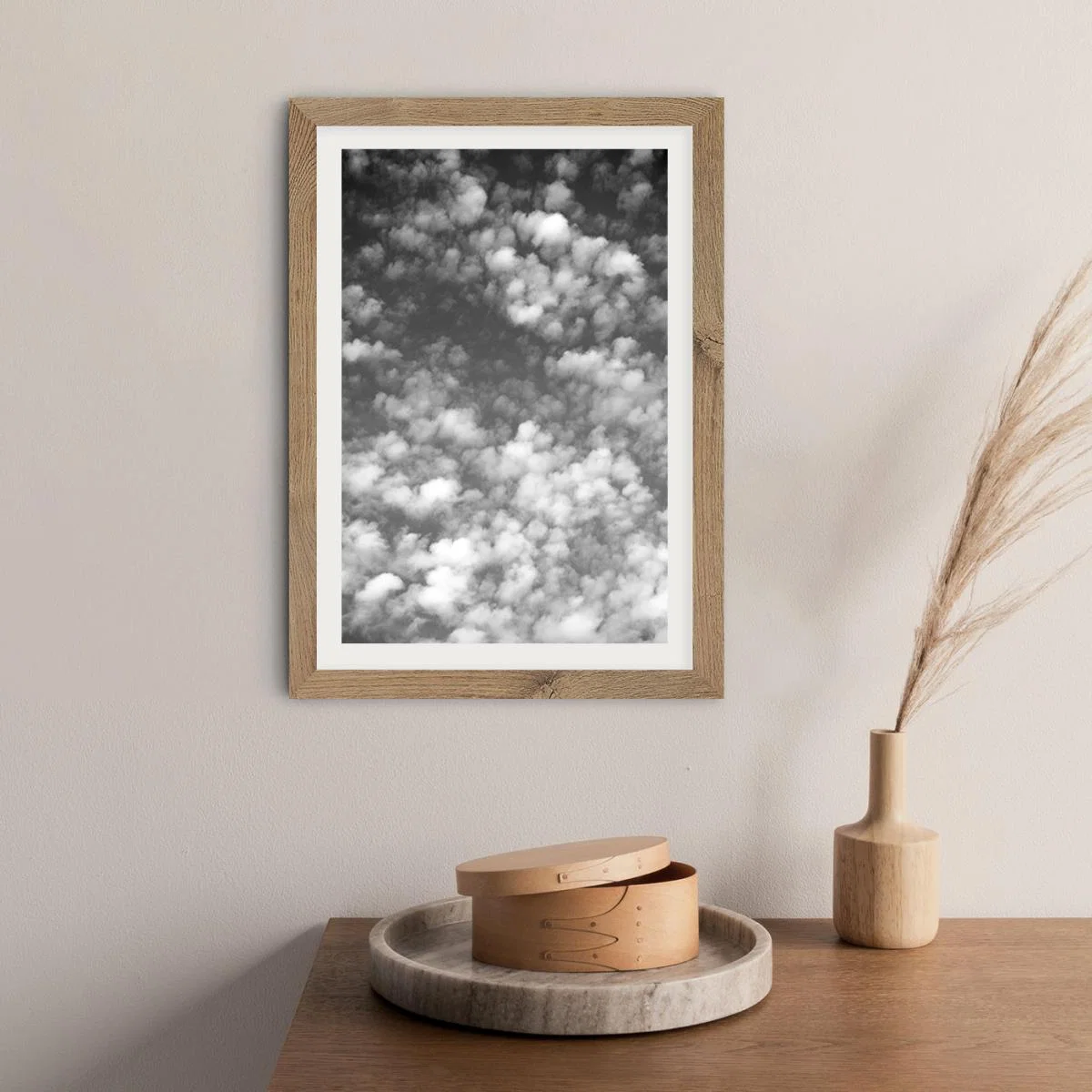 Sky Clouds and Counting Sheep Art Print Oak Frame – image 7